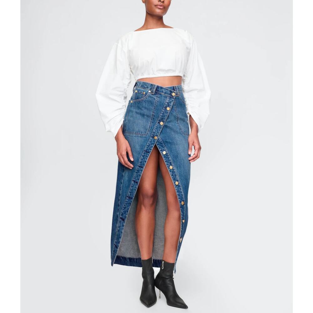 Gap × Cult Gaia - Asymmetrical Denim Maxi Skirt / 26 / NWT